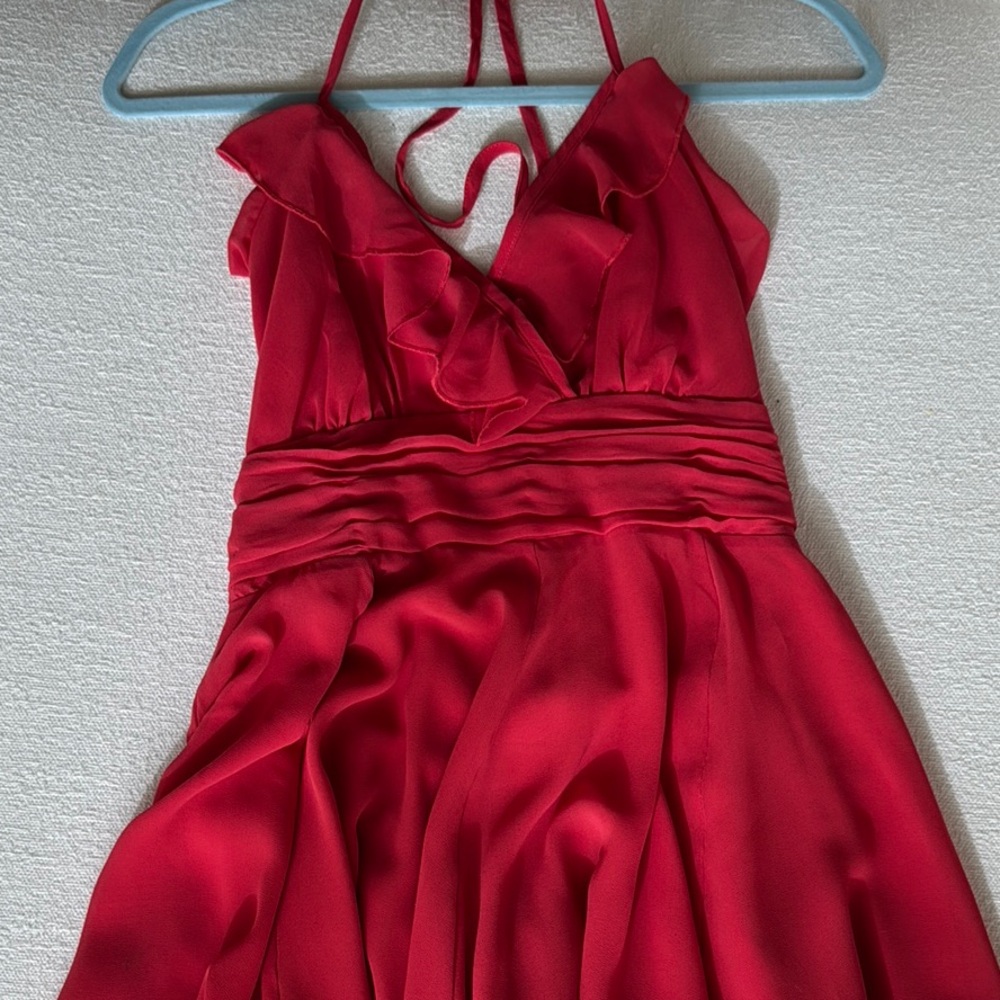 Sexy Chiffon Red Halter Dress